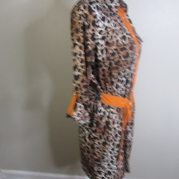 Olive & Oak Animal Print Dress M Orange Belt - Picture 9 of 12